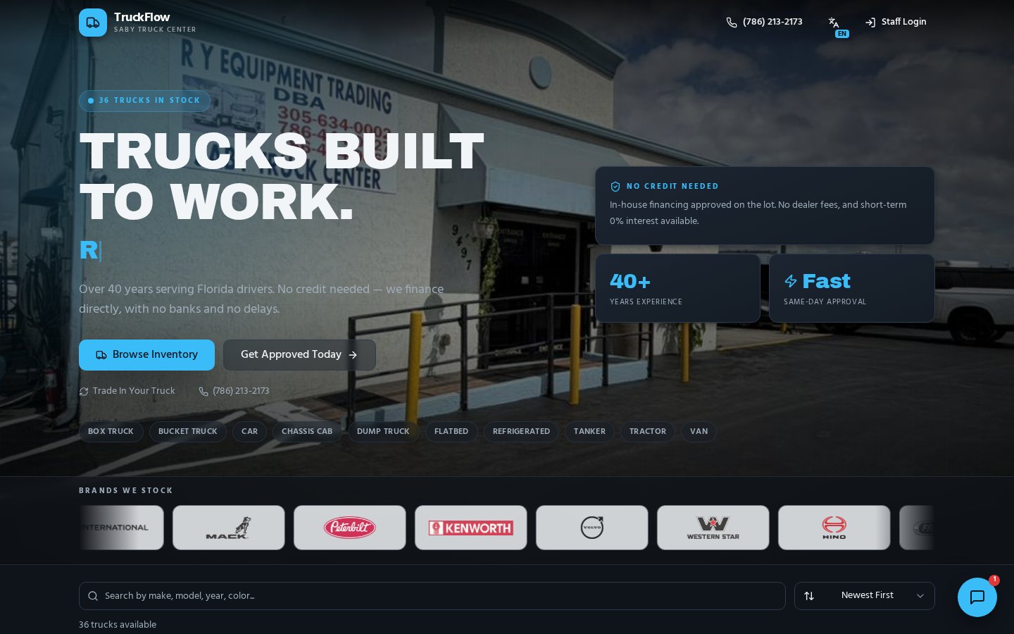 TruckFlow — Saby Truck Center website